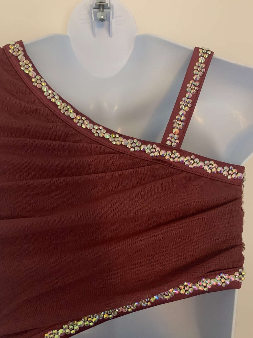 Child’s Lyrical Dance Costume: Rosewood Leotard with Rhinestones - Size Medium - Picture 7 of 7